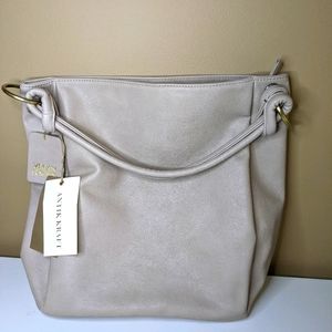 Vegan leather handbag- taupe